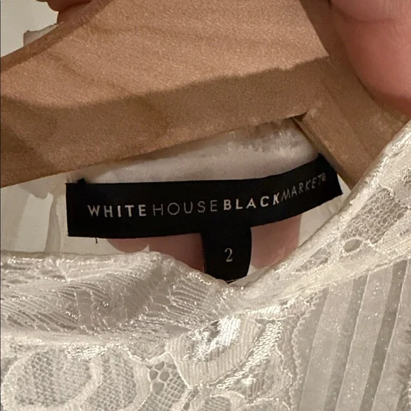 White House Black Market Sheer White Lace Blouse - Picture 3 of 4